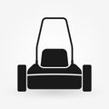 Lawn mower icon. Lawnmower front view silhouette. Lawn mowing logo. Grass care machine. Vector illustration. Royalty Free Stock Photo